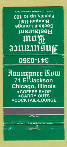 Matchbook Cover - Insurance Row Restaurant Chicago IL WEAR 30 Strike
