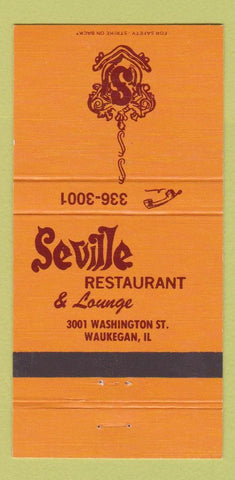 Matchbook Cover - Seville Restaurant Waukegan IL 30 Strike