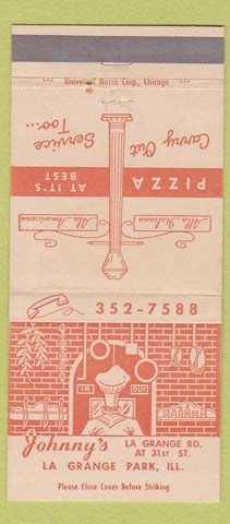 Matchbook Cover - Johnny's La Grange Park IL Pizza 30 Strike