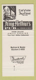 Matchbook Cover - King Arthur's Pub Chicago IL 30 Strike