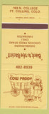 Matchbook Cover - Cow Paddy Fort Collins Colorado 30 Strike