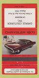 Matchbook Cover - 1971 Chrysler New Yorker LA Malbaie QC 30 Strike