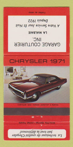 Matchbook Cover - 1971 Chrysler New Yorker LA Malbaie QC 30 Strike
