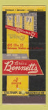 Matchbook Cover - Bennett's Restaurant Denver Colorado 30 Stick