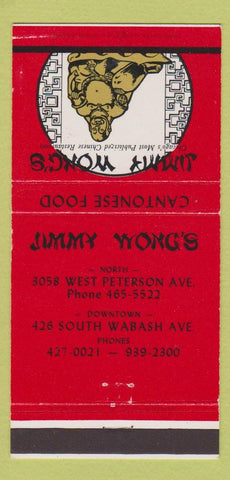 Matchbook Cover - Jimmy Wong's Chicago IL Chinese 30 Strike