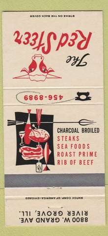 Matchbook Cover - Red Steer River Grove IL 30 Strike