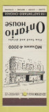 Matchbook Cover - Ontario House Chicago IL 30 Stick