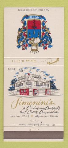 Matchbook Cover - Simonini's Algonquin IL 30 Strike