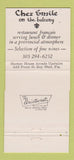 Matchbook Cover - Chez Emile Upper Crust Key West FL 30 Strike