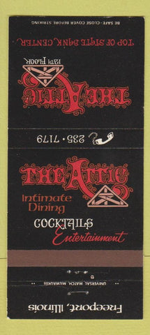 Matchbook Cover - The Attic Restaurant Freeport IL 30 Strike