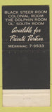 Matchbook Cover - Menard's Black Steer Chicago IL WEAR 30 Strike