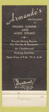 Matchbook Cover - Armando's Chicago IL 30 Strike