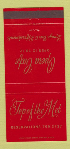 Matchbook Cover - Top of the Met Opera Cafe 30 Strike