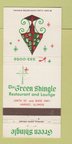 Matchbook Cover - Green Shingle Restaurant Harvey IL 30 Strike