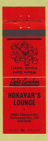 Matchbook Cover - Hokavar's Lounge Richmond Heights OH orange
