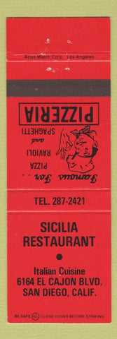 Matchbook Cover - Sicilia Restaurant Pizza San Diego CA