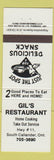 Matchbook Cover - Gil's Restaurant South Callander ON
