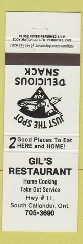 Matchbook Cover - Gil's Restaurant South Callander ON