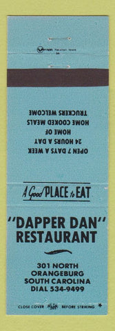 Matchbook Cover - Dapper Dan Restaurant Orangeburg SC