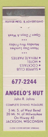 Matchbook Cover - Angelo's Hut JACkson WI