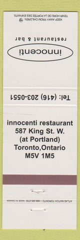 Matchbook Cover - Innocenti Restaurant Bar Toronto ON