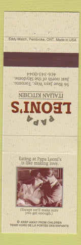 Matchbook Cover - Papa Leoni's Italian Kitchen Toronto ON