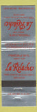 Matchbook Cover - Restaurant La Relache Sillery QC