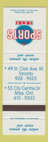 Matchbook Cover - Sports Cafe Toronto Mississauga ON