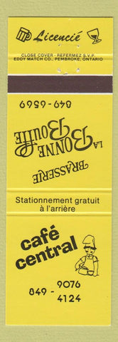 Matchbook Cover - Cafe Central La Bonne Bouffe QC
