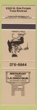 Matchbook Cover - Restaurant Pizza LA Grecque Trois Rivieres QC