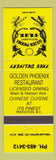 Matchbook Cover - Golden Phoenix Restaurant Penticton BC