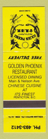Matchbook Cover - Golden Phoenix Restaurant Penticton BC
