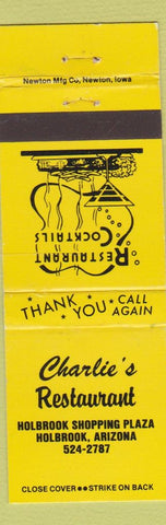 Matchbook Cover - Charlie's Restaurant Holbrook AZ