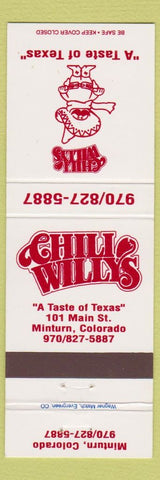 Matchbook Cover - Chilly Willy's Minturn Colorado