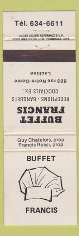 Matchbook Cover - Buffet Francis Lachine QC WEAR