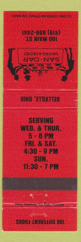 Matchbook Cover - San Dar Smorgasbord Bellville OH
