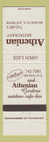 Matchbook Cover - Athenian Restaurant Kitchener ON