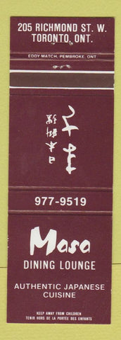 Matchbook Cover - Masa Japanese Restaurant Toronto ON