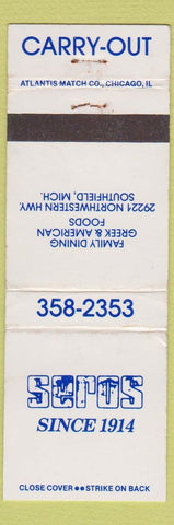 Matchbook Cover - Seros Southfield MI WEAR Greek