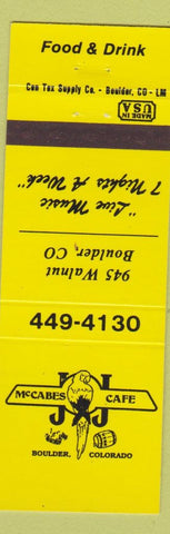 Matchbook Cover - McCabes Cafe Boulder Colorado