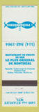 Matchbook Cover - Restaurant La Poissonnerie Montreal QC