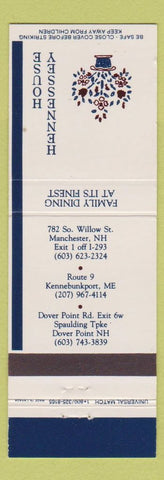 Matchbook Cover - Hennessey House Dover Port Manchester NH Kennebunkport ME