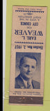 Matchbook Cover - Earl Weaver City Council election WEAR