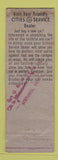 Matchbook Cover - Cities Service oil gas Winona MN WEAR