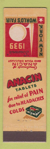 Matchbook Cover - 1939 New York World's Fair Anacin Tablets