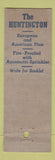 Matchbook Cover - Huntington Hotel ST Petersburg FL