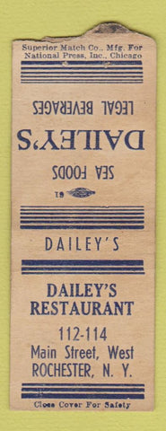 Matchbook Cover - Dailey's Restaurant Rochester NY BOBTAIL