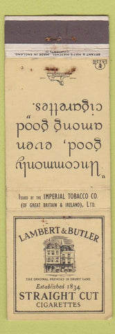 Matchbook Cover - Lambert Butler Straight Cut Cigarettes Bryant May WEAR UK