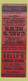 Matchbook Cover - Kelly's Liquor Carl's News Schenectady NY