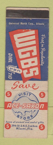 Matchbook Cover - Ace Saxon Store Miami FL WGBS Radio